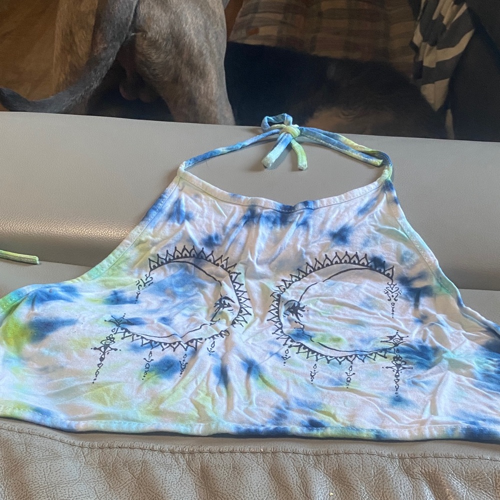 Missguided Blue and Green Tie-Dye halter top